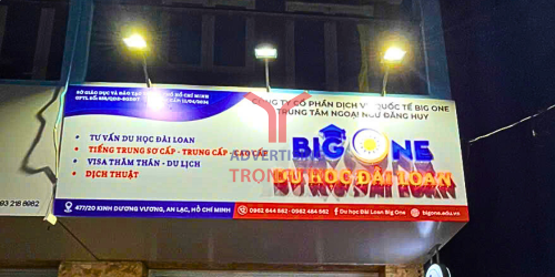 Thi Công Biển Hiệu Trung Tâm Ngoại Ngữ & Du Học Đài Loan BIG ONE Chuyên Nghiệp